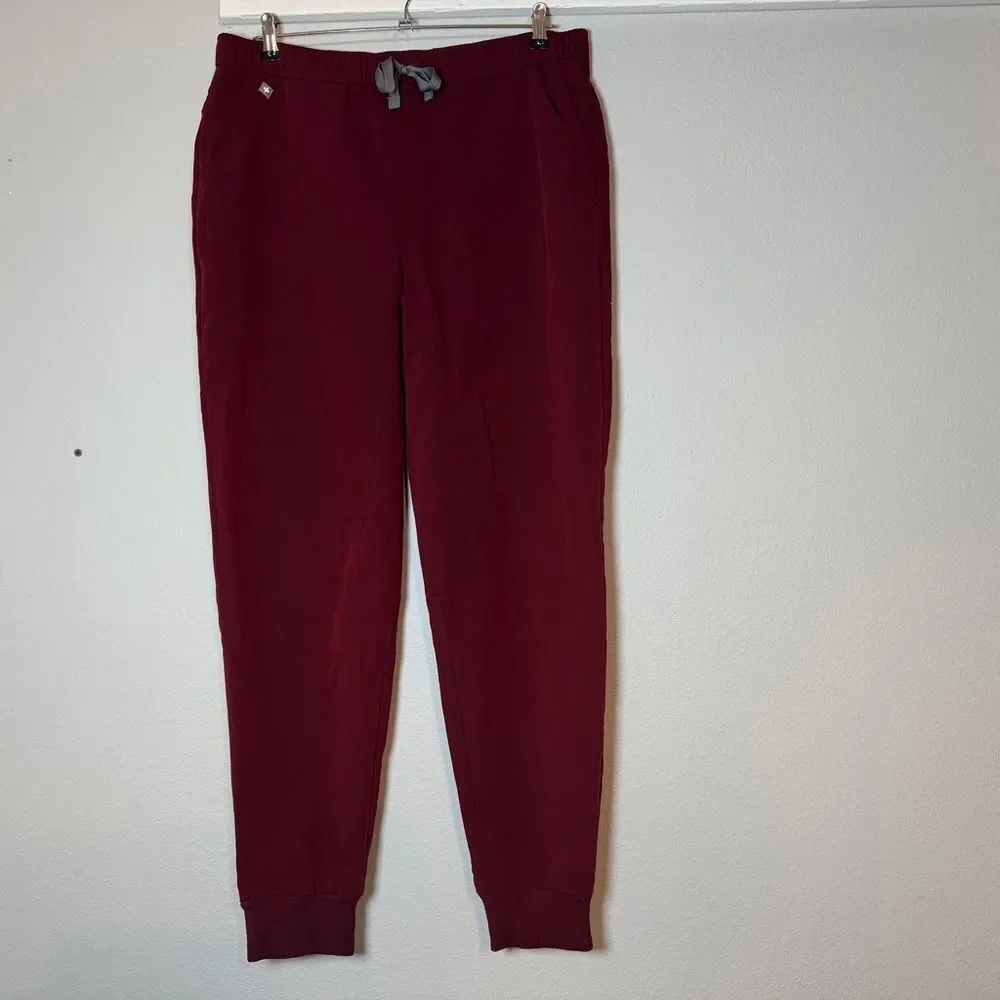 Figs Tansen Jogger Scrub Pants Mens Size Large Burgundy Dark Red